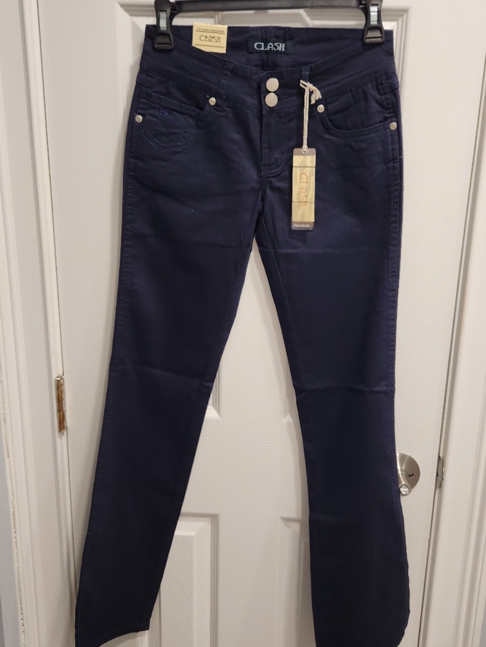 NWT Clash Dark Blue Jeans Pants Size 0 Low Rise Straight Leg